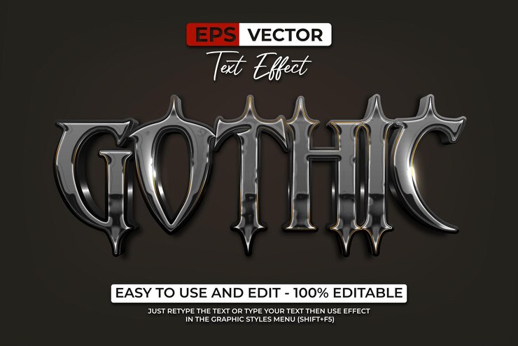 Gothic Text Effect Metal Shiny Style Editable Text Effect
