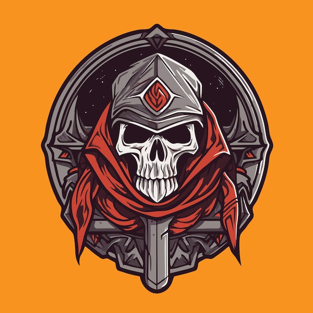 Gothic warrior skull with red bandana vector illustration