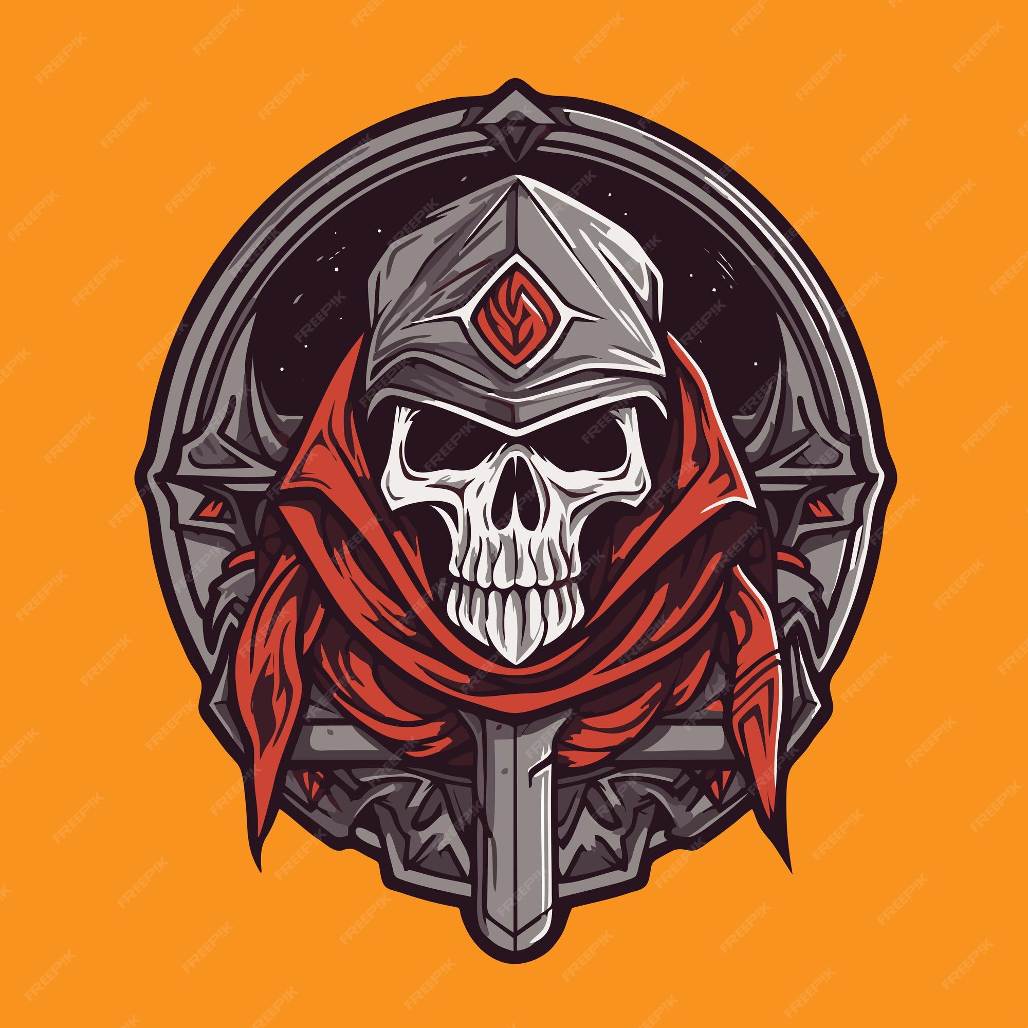 Premium Vector  Warrior skull, t shirt graphic design, hand drawn