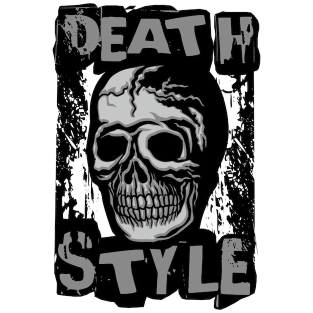 Gotisch bord met schedel, grunge vintage design t-shirts