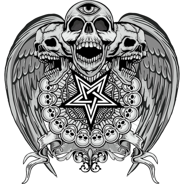 Gotisch bord met schedel grunge vintage design t-shirts