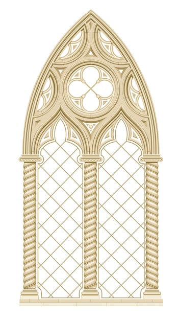 Gotisch realistisch kathedraalraam met glas in lood