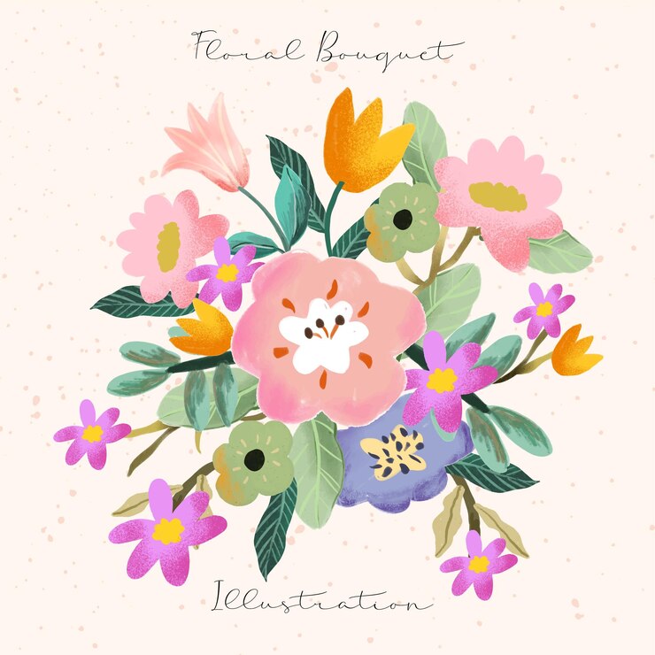 Gouache Floral Bouquet Illustration