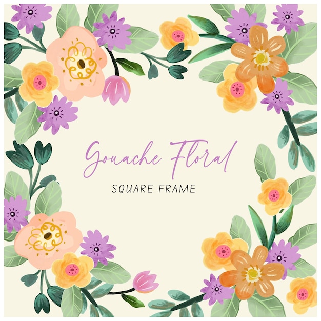 Gouache floral square frame