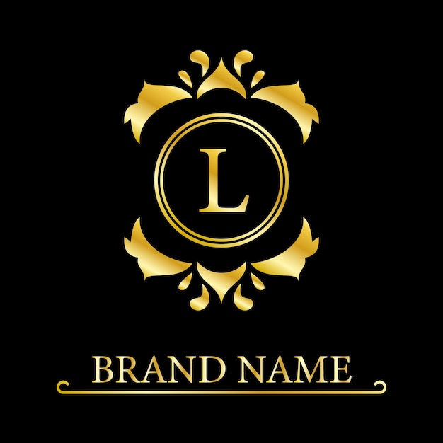 Vector goud elegante letter l sierlijke stijl kalligrafisch mooi logo vintage getekend embleem