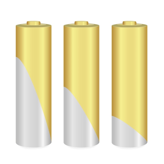 Goud en metalen AA-batterijen op witte achtergrond