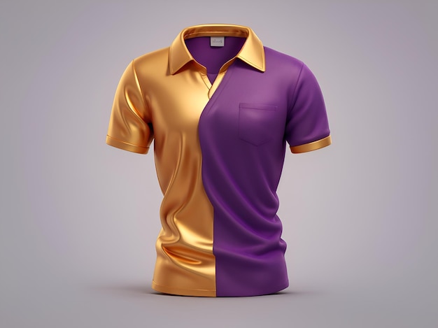 goud en paars shirt mockup concept met effen kleding