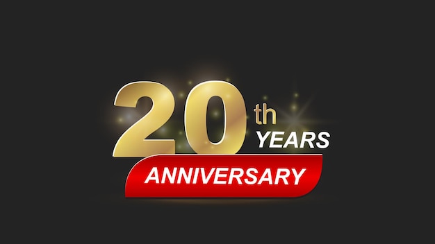 Goud en rood toon 20e verjaardag viering logo