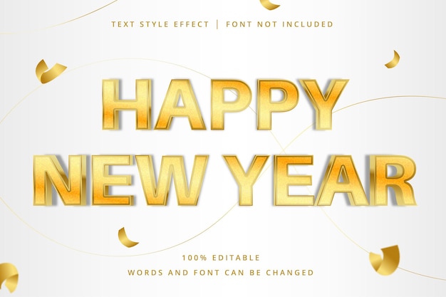 Goud Gelukkig Nieuwjaar bewerkbaar teksteffect
