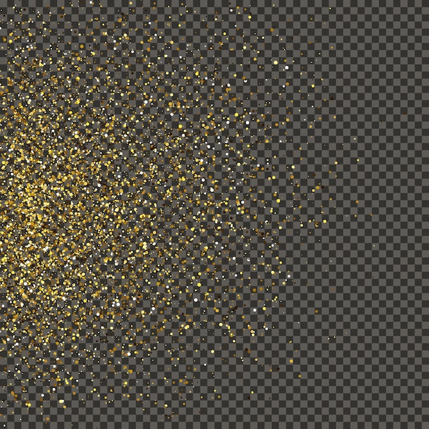 Goud glinsterend stof op een grijze transparante achtergrond Stof met gouden glittereffect en lege ruimte voor uw tekst Vectorillustratie