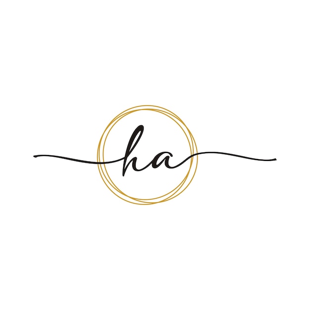 Goud ha initial script letter beauty logo template