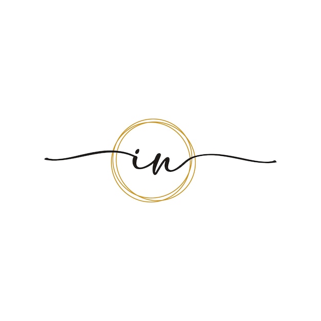 Goud IN initiële Script Letter Beauty Logo Template