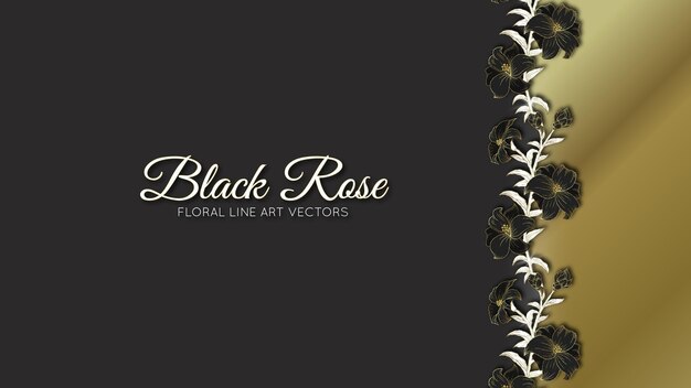goud luxe achtergrond zwarte roos lijntekeningen