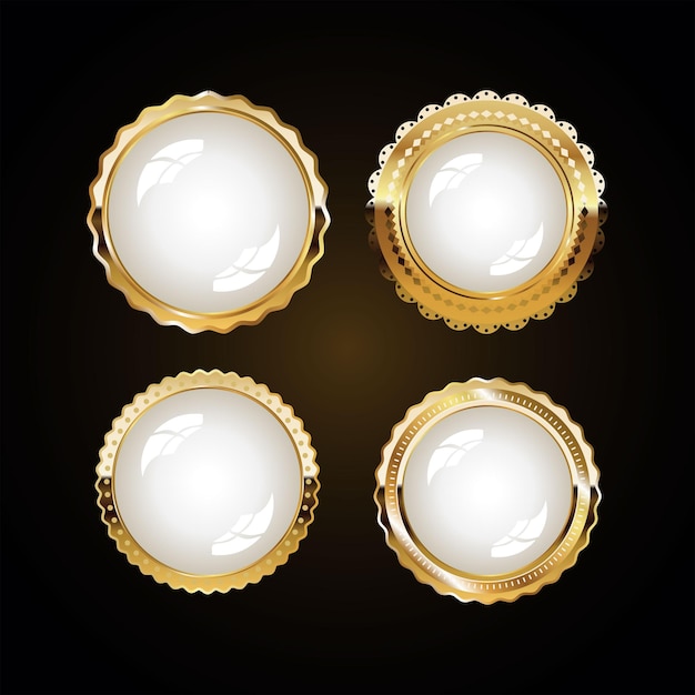 Goud-witte collectie van verschillende badges en labels