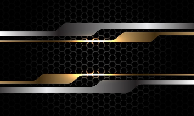 goud zilver geometrische banner donkere metalen zeshoek luxe futuristische achtergrond vectorillustratie