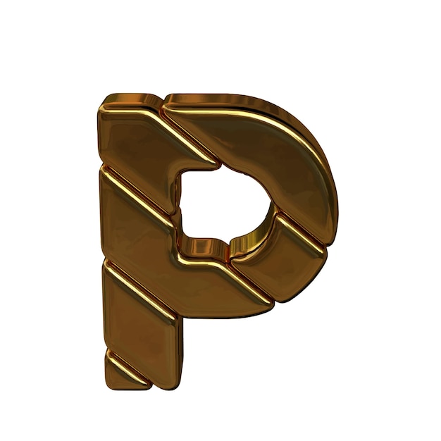 Vector gouden 3d-symbool gemaakt van edelmetaal letter p