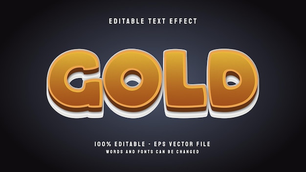 Gouden 3D-tekenfilmspel bewerkbare teksteffectsjabloon
