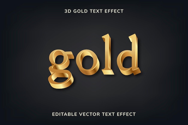 Gouden 3D-teksteffect vector bewerkbare sjabloon