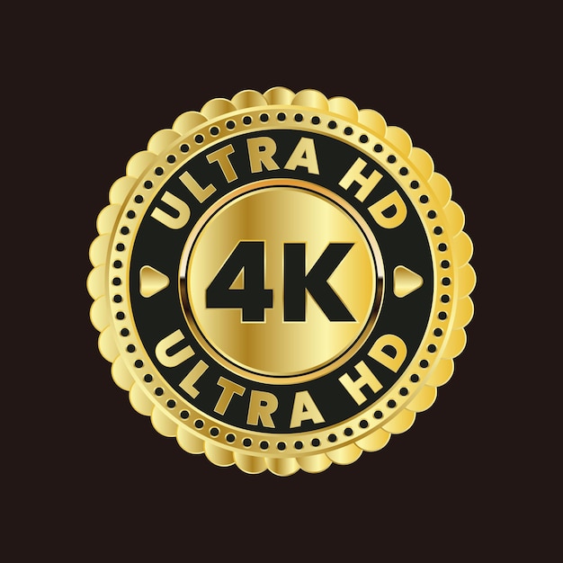 Vector gouden 4k ultra hd knoppictogram