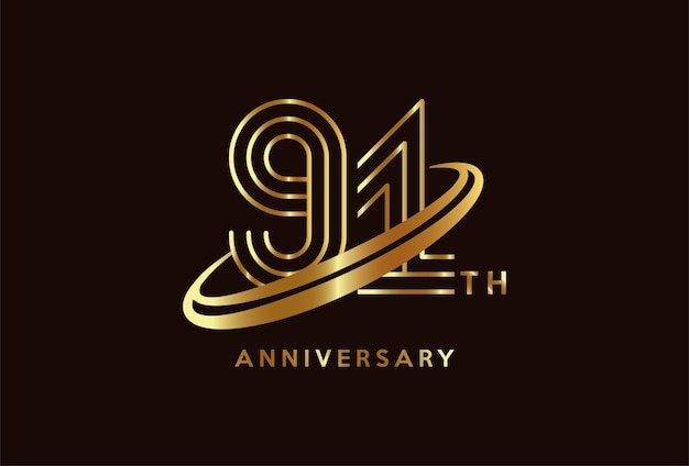 Gouden 91-jarige jubileumviering logo-ontwerpinspiratie