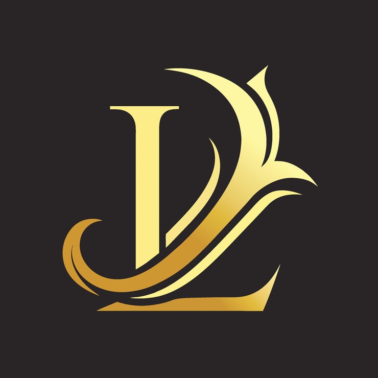 Vector gouden alfabet letter l logo vector symbool icon illustratie op zwarte achtergrond