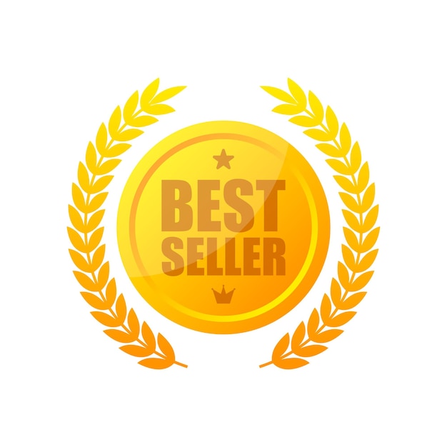 Gouden bestseller Award-medaille Speciale aanbieding prijsteken Vectorillustratie