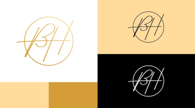 Gouden BH Monogram Fashion Beauty Logo Design Concept