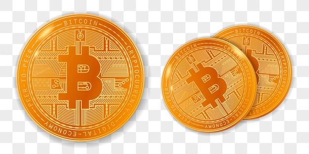 Gouden bitcoins in set