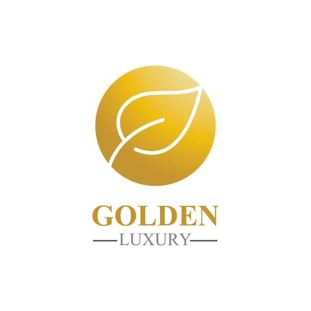 Gouden blad luxe logo vector pictogrammalplaatje