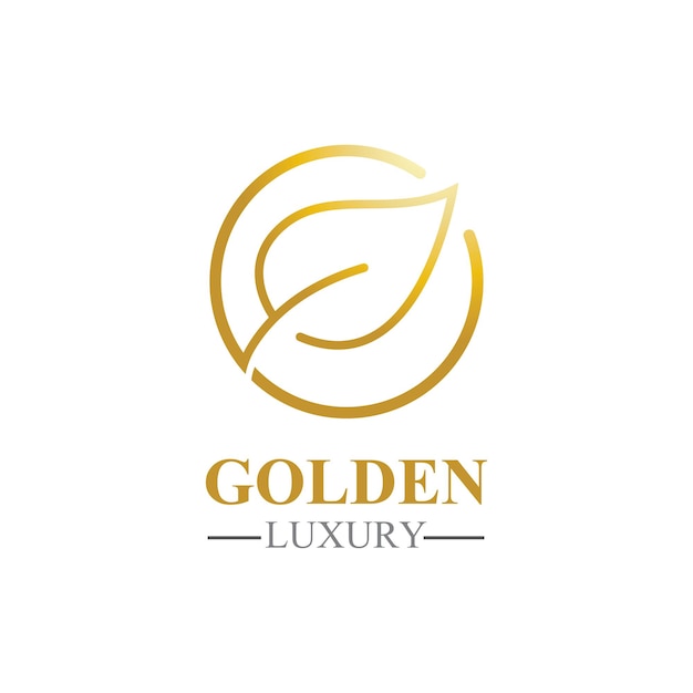 Gouden blad luxe logo vector pictogrammalplaatje