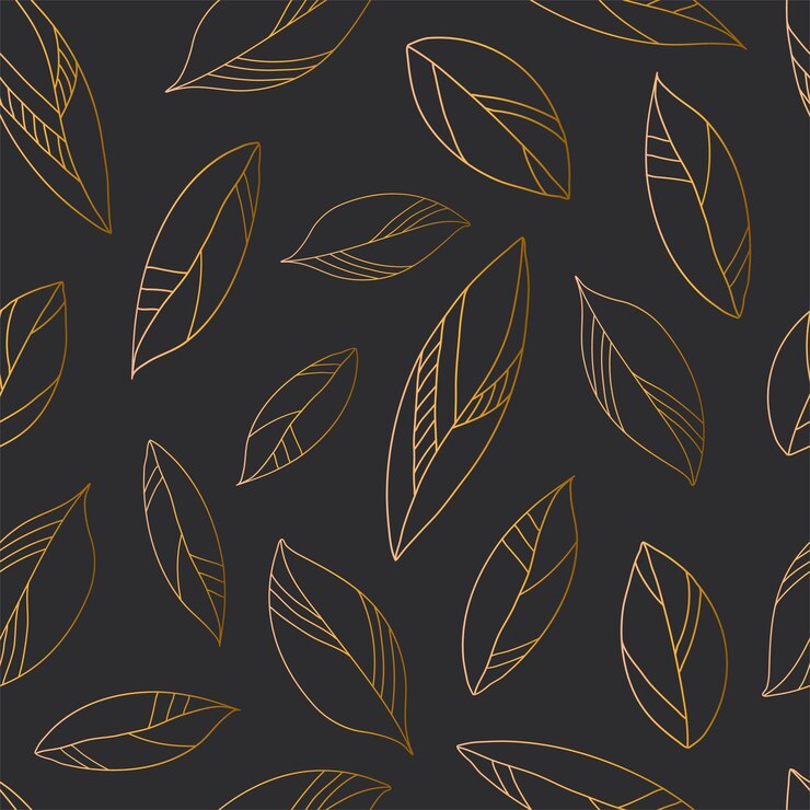 Vector gouden bladeren op donkere achtergrond naadloze patroon botanische vectorillustratie. bloemen achtergrond.