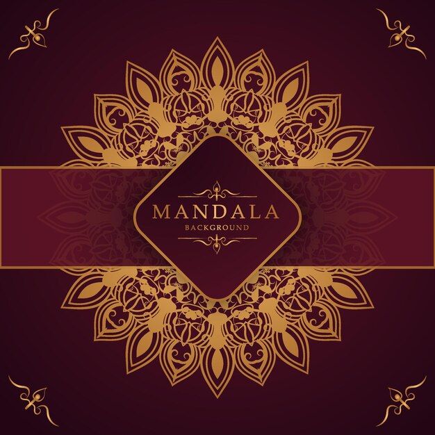 Gouden bloemen Luxe mandala achtergrond sjabloon