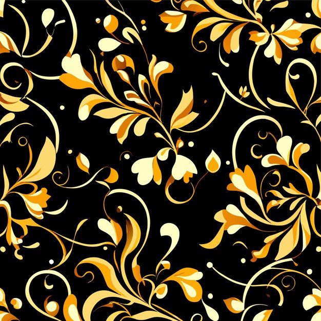 Vector gouden bloemen naadloos patroon in retro stijl