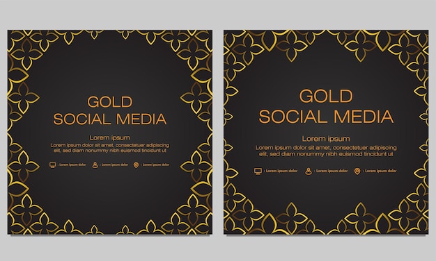 Gouden bloemen social media post sjabloonontwerp