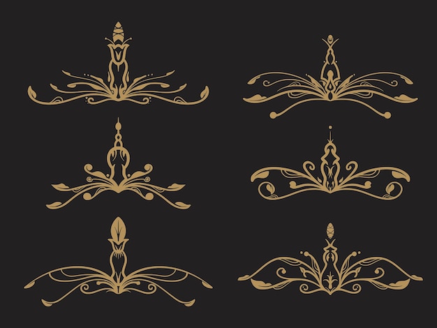 Gouden bloemenrand set vector