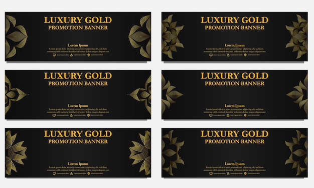 gouden bloemige horizontale banner sjabloon Geschikt voor web banner banner en internet advertenties ontwerp