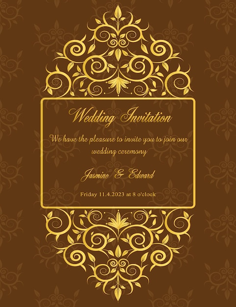 Gouden bruiloft bloemen sieraad uitnodiging kaart achtergrond