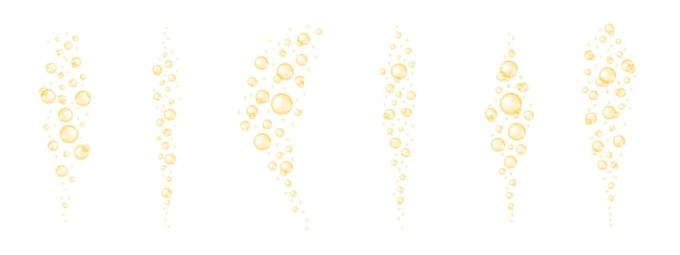 Gouden bubbels die stromen glanzende collageen jojoba cosmetische olie vitamine a of e omega-vetzuren