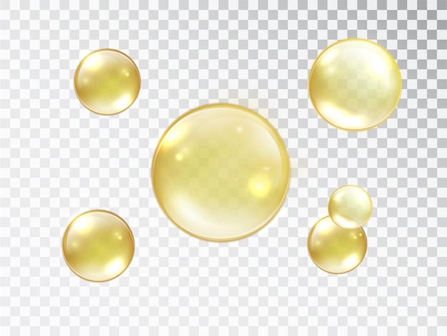 Gouden bubbels op een doorzichtige achtergrond