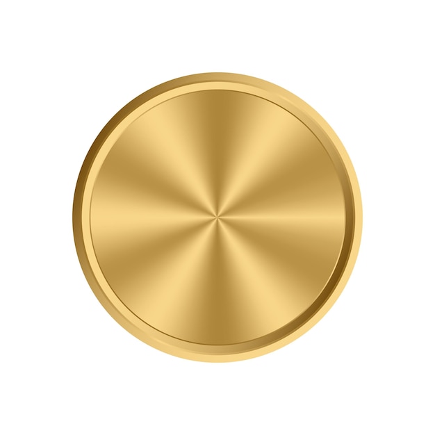 Gouden cirkel plaat achtergrond Gouden metalen ronde medaille Knop metalen helder element Vectorillustratie