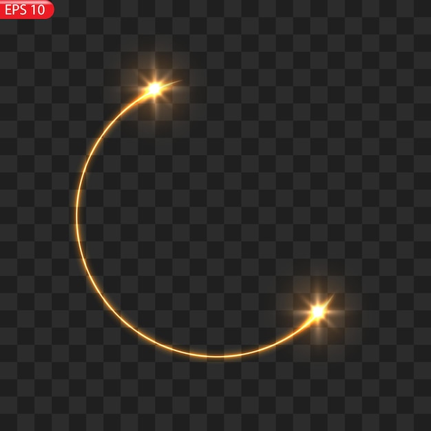Gouden cirkels frame met glitter licht effect Een gouden flits vliegt in een cirkel in een heldere ring