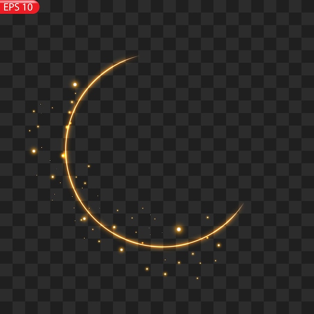 Gouden cirkels frame met glitter licht effect Een gouden flits vliegt in een cirkel in een heldere ring