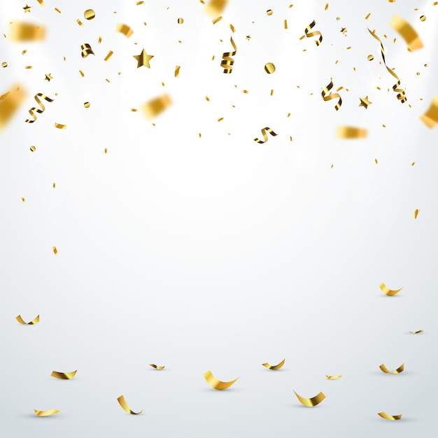 Gouden confetti geïsoleerd. Vier Vector Illustratie