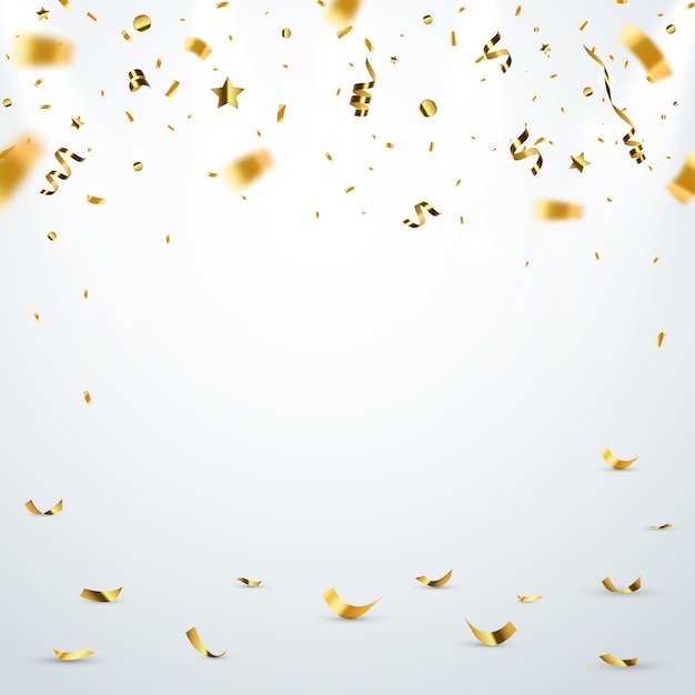 Gouden confetti geïsoleerd. vier vector illustratie