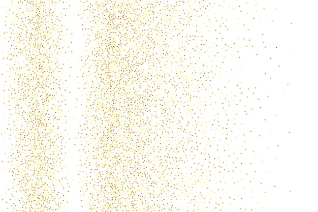 Gouden confetti op rood. Geïsoleerde Gouden Stofdeeltjes. Folie Rand. Geometrische jubileumachtergrond. Vloeiende verjaardagskaart. Willekeurige bruids achtergrond. Vector Ronde Bokeh. Abstracte iriserende achtergrond.