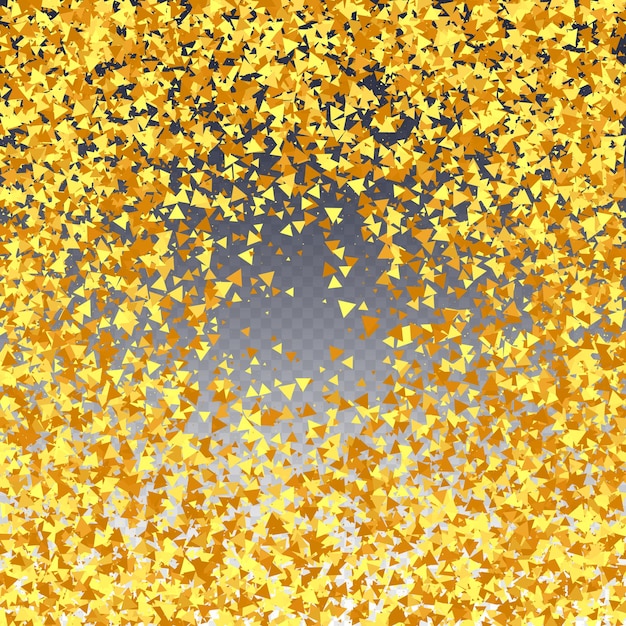 Gouden confetti op rood. Geïsoleerde Gouden Stofdeeltjes. Folie Rand. Geometrische jubileumachtergrond. Vloeiende verjaardagskaart. Willekeurige bruids achtergrond. Vector Ronde Bokeh. Abstracte iriserende achtergrond.