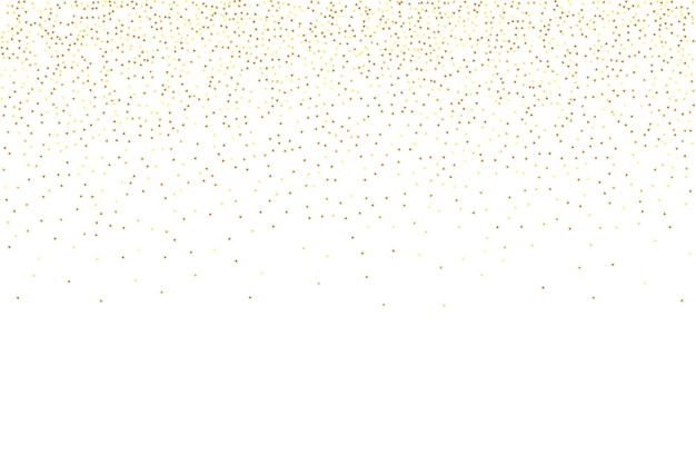 Gouden confetti op rood. geïsoleerde gouden stofdeeltjes. vloeiende verjaardagskaart. willekeurige bruids achtergrond. folie rand. geometrische jubileumachtergrond. vector ronde bokeh. abstracte iriserende achtergrond.