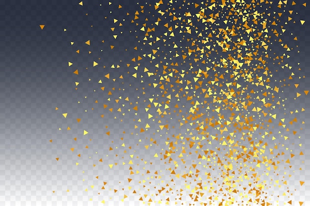 Gouden confetti op rood. Geïsoleerde Gouden Stofdeeltjes. Vloeiende verjaardagskaart. Willekeurige bruids achtergrond. Folie rand. Geometrische jubileumachtergrond. Vector Ronde Bokeh. Abstracte iriserende achtergrond.