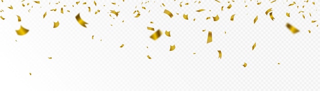 Gouden confetti valt streamer klatergoud op een transparante achtergrond voor ontwerp en gefeliciteerd