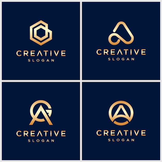 Gouden creatieve brief eerste logo collectie